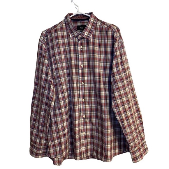 Tallia Men’s Red Plaid Button Down Shirt - Picture 1 of 9